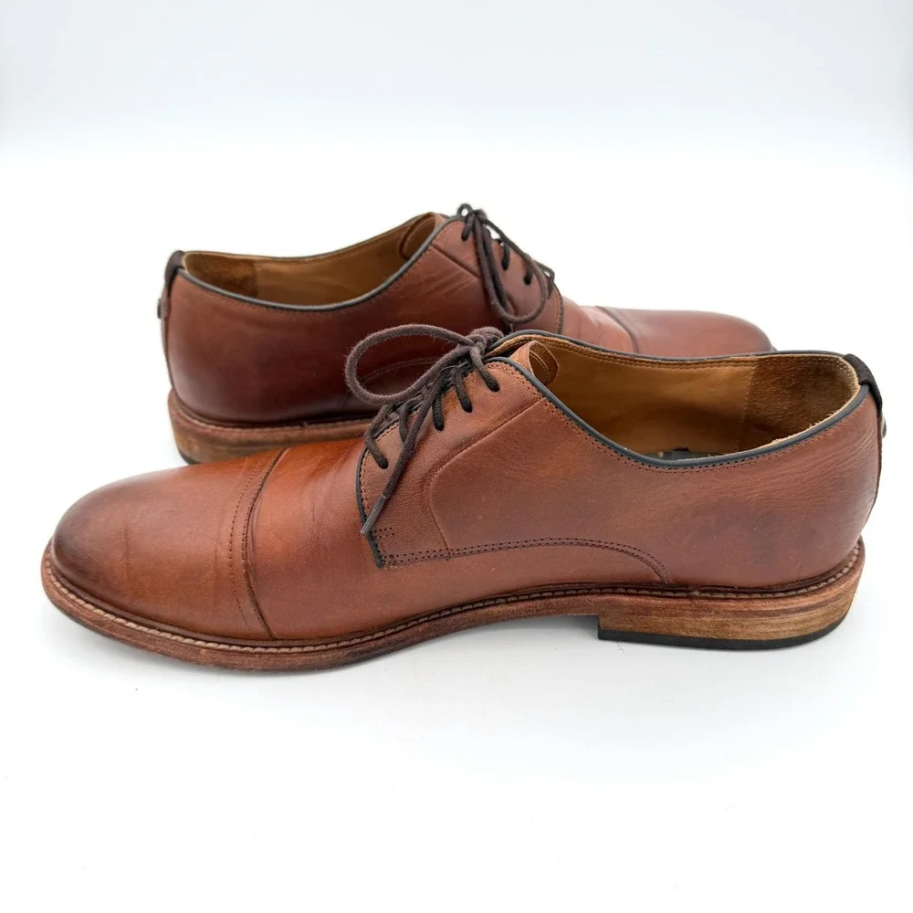 Warfield & Grand Clement Cognac Leather Cap Toe Oxford Dress‎ Shoes Mens 10.5